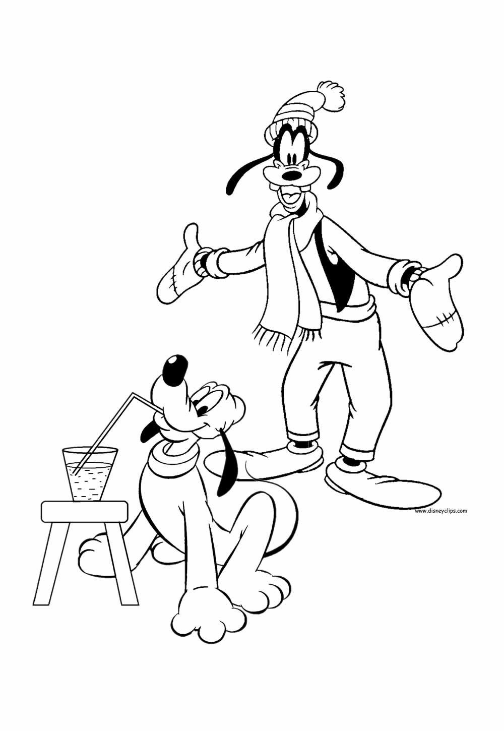 Desenho de Pluto e Pateta para pintar