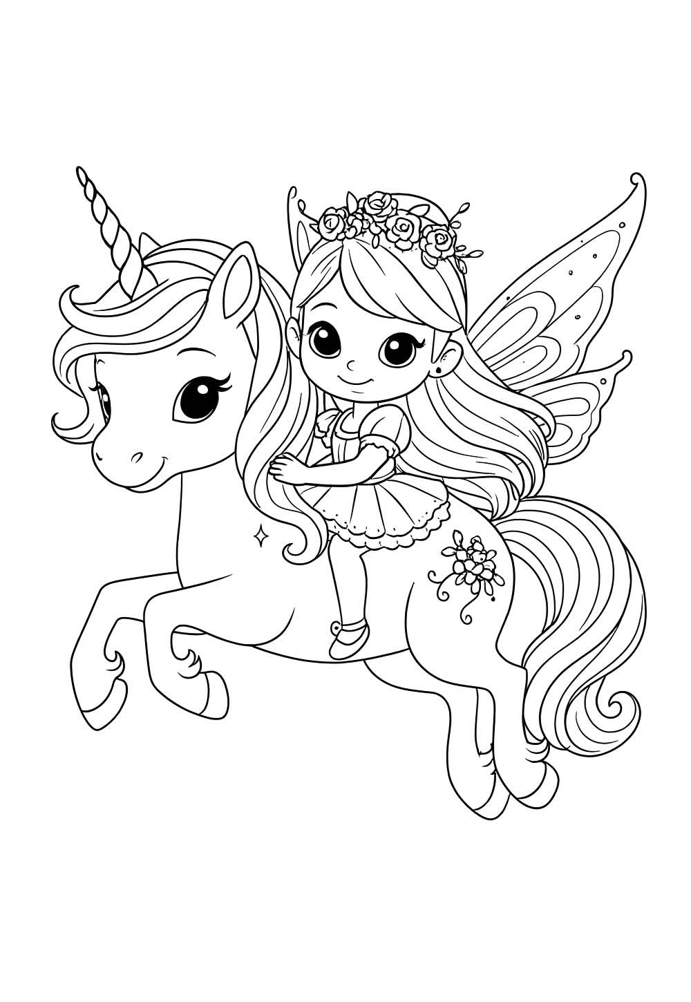 Desenho de Unicórnio e Fada