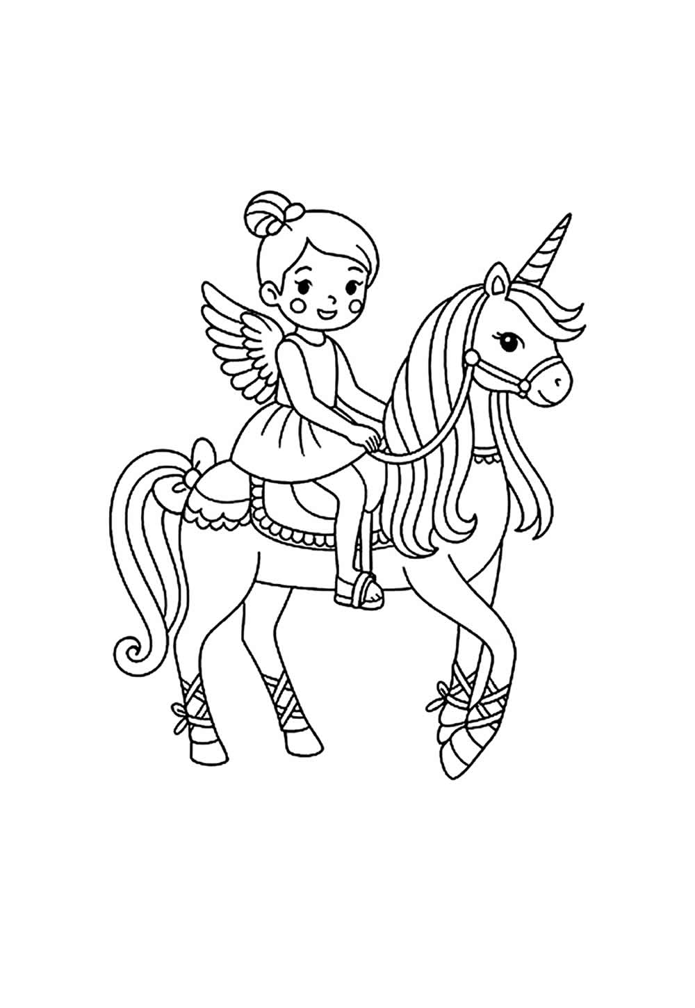 Desenho para colorir de Unicórnio e Fada