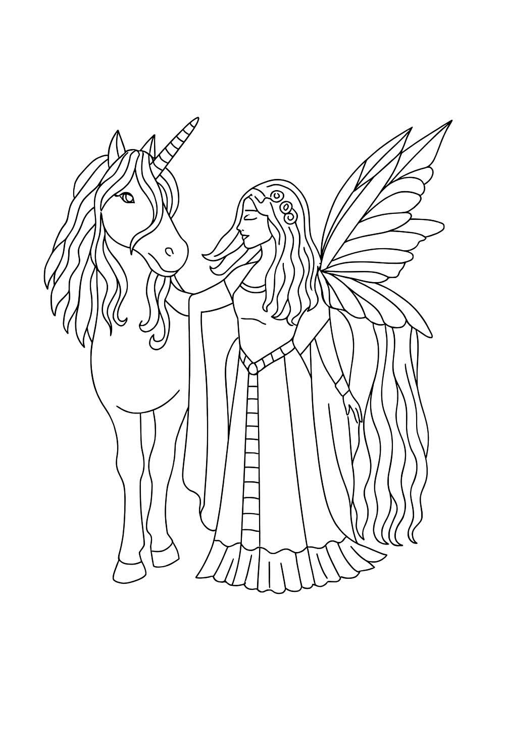 Desenho de Unicórnio e Fada