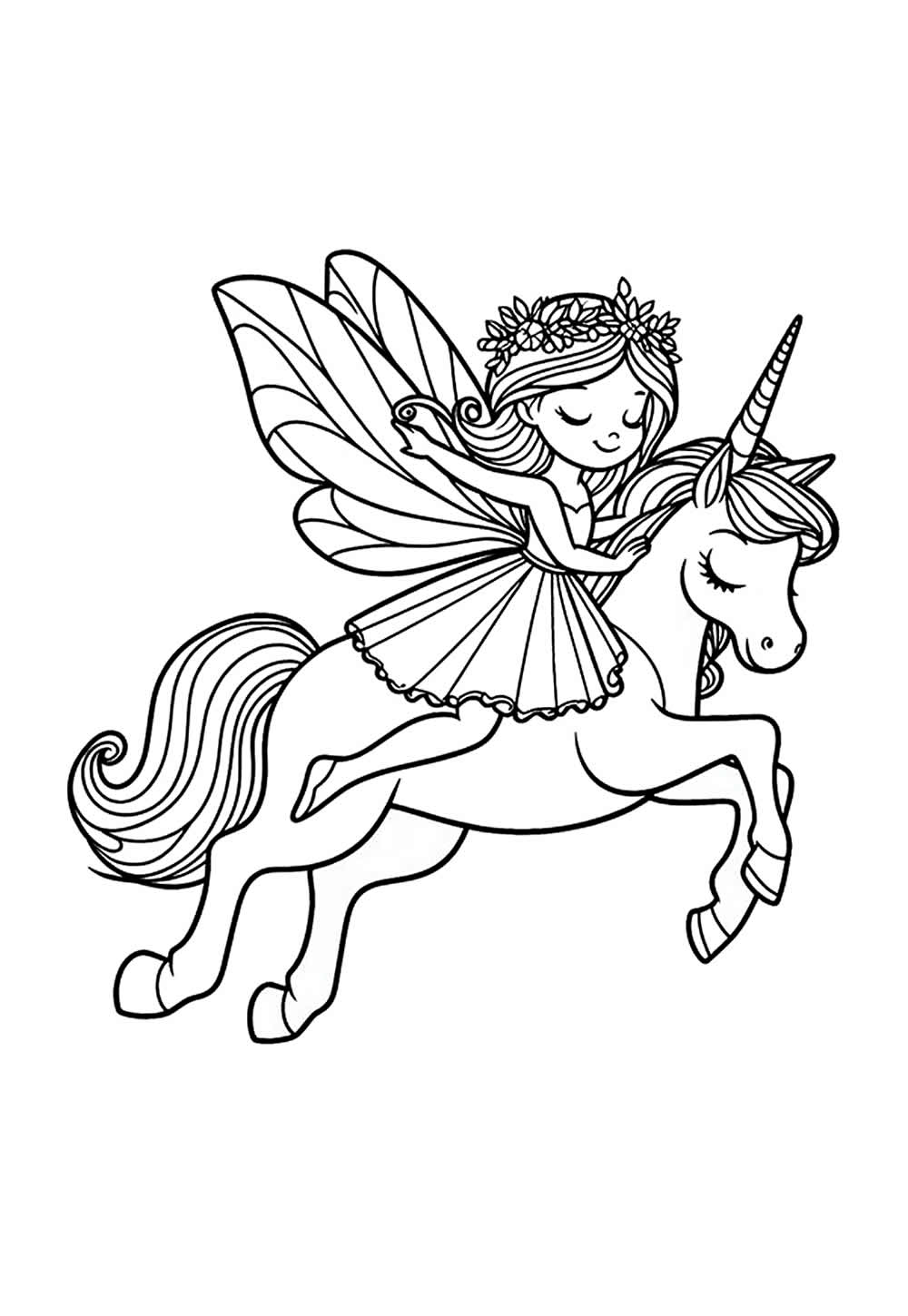 Desenho de Unicórnio e Fada
