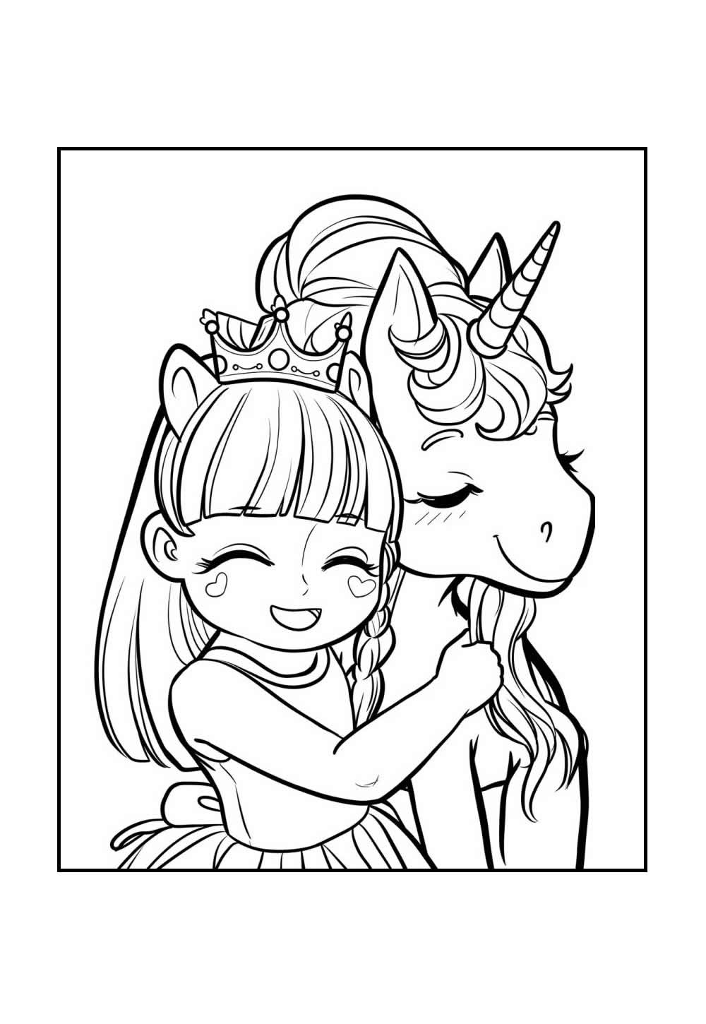 Desenho para colorir de Unicórnio e Fada