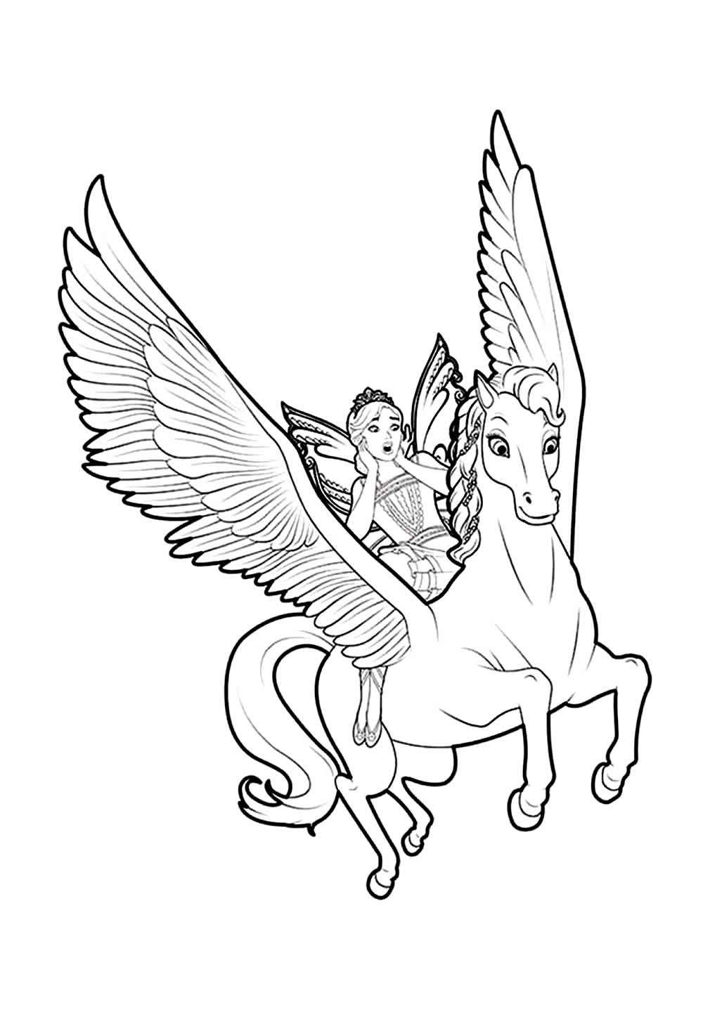 Unicórnio e Fada para colorir