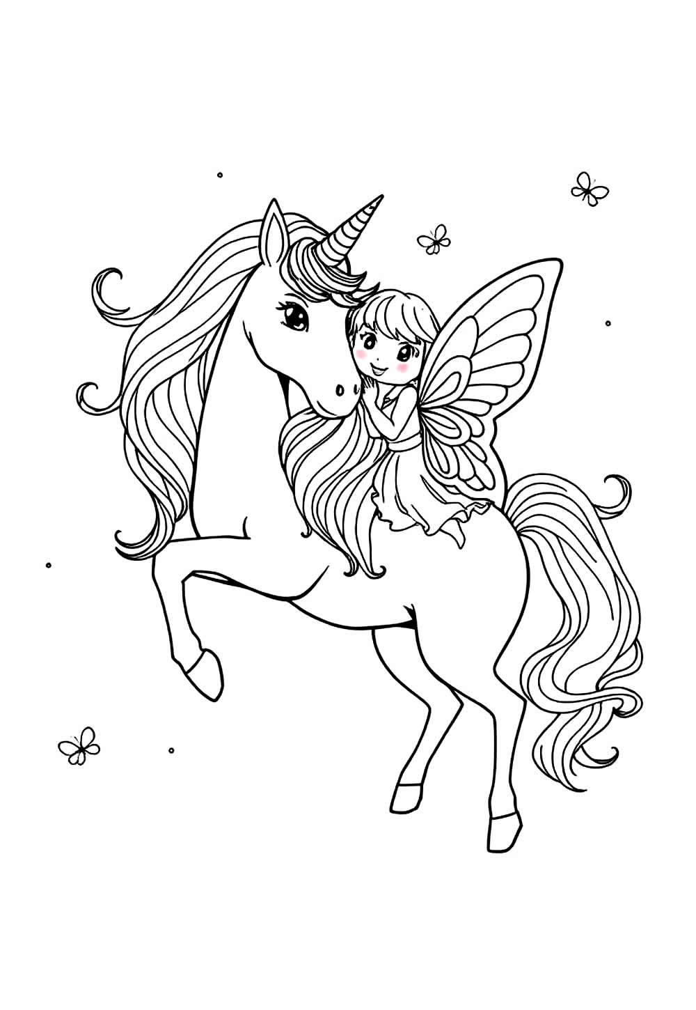 Desenho de Unicórnio e Fada