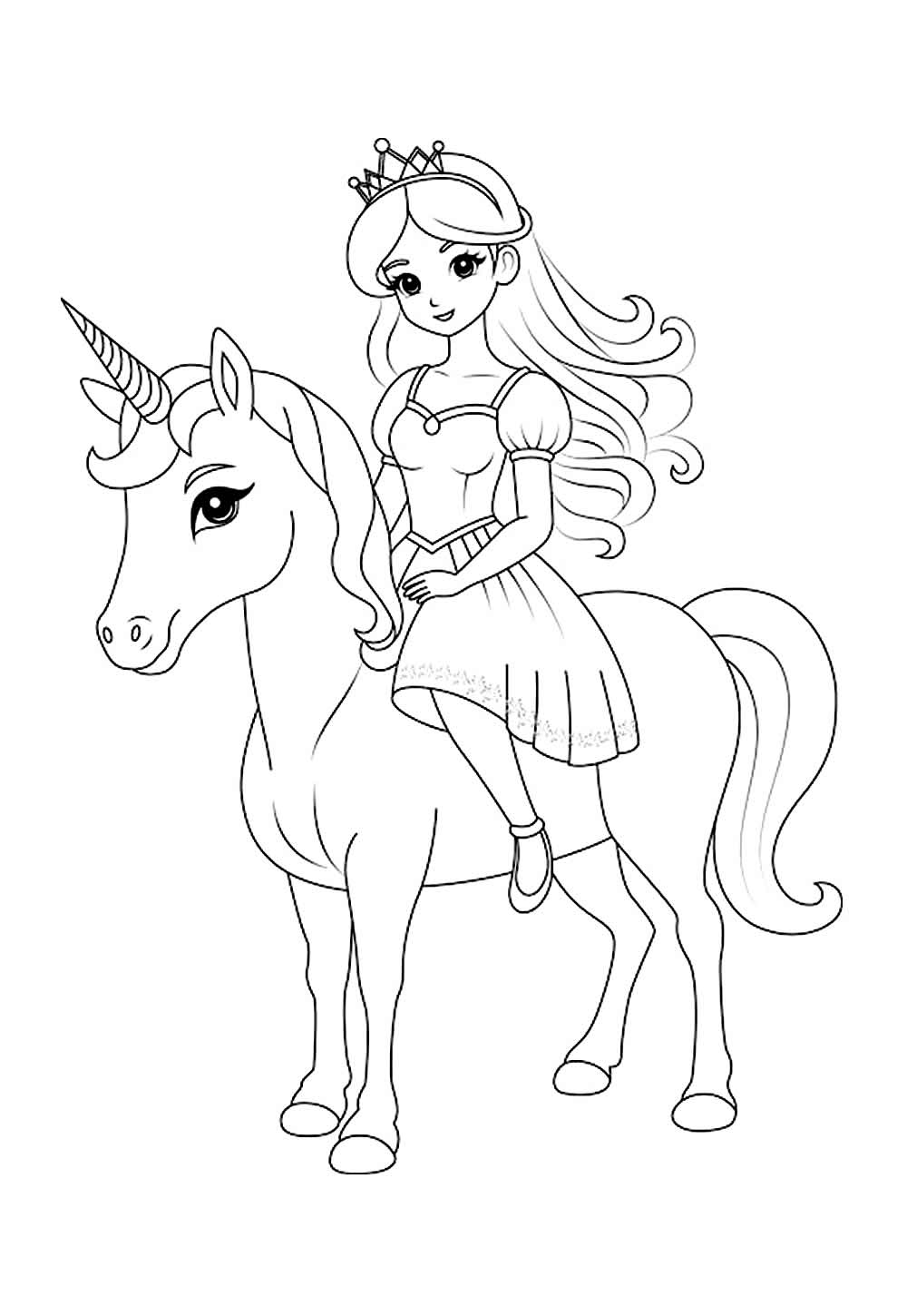 Unicórnio e Fada para colorir