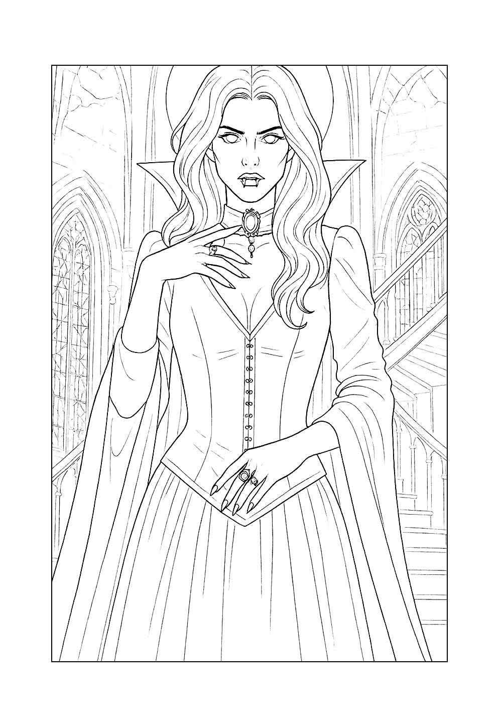 Desenho de Vampira para colorir