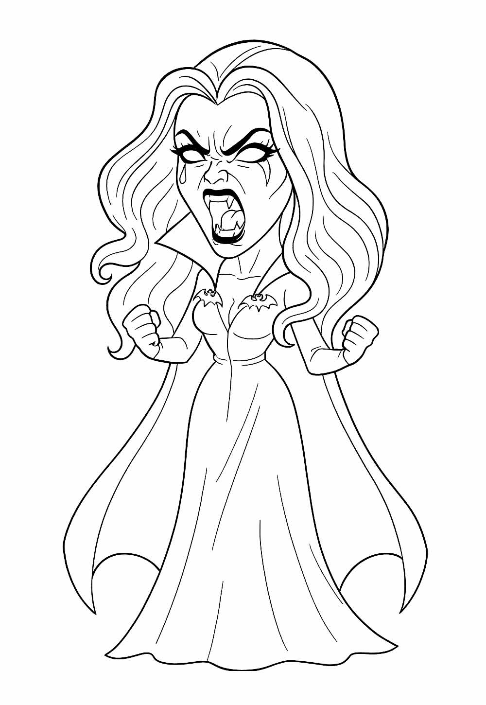 Desenho de Vampira para pintar e colorir