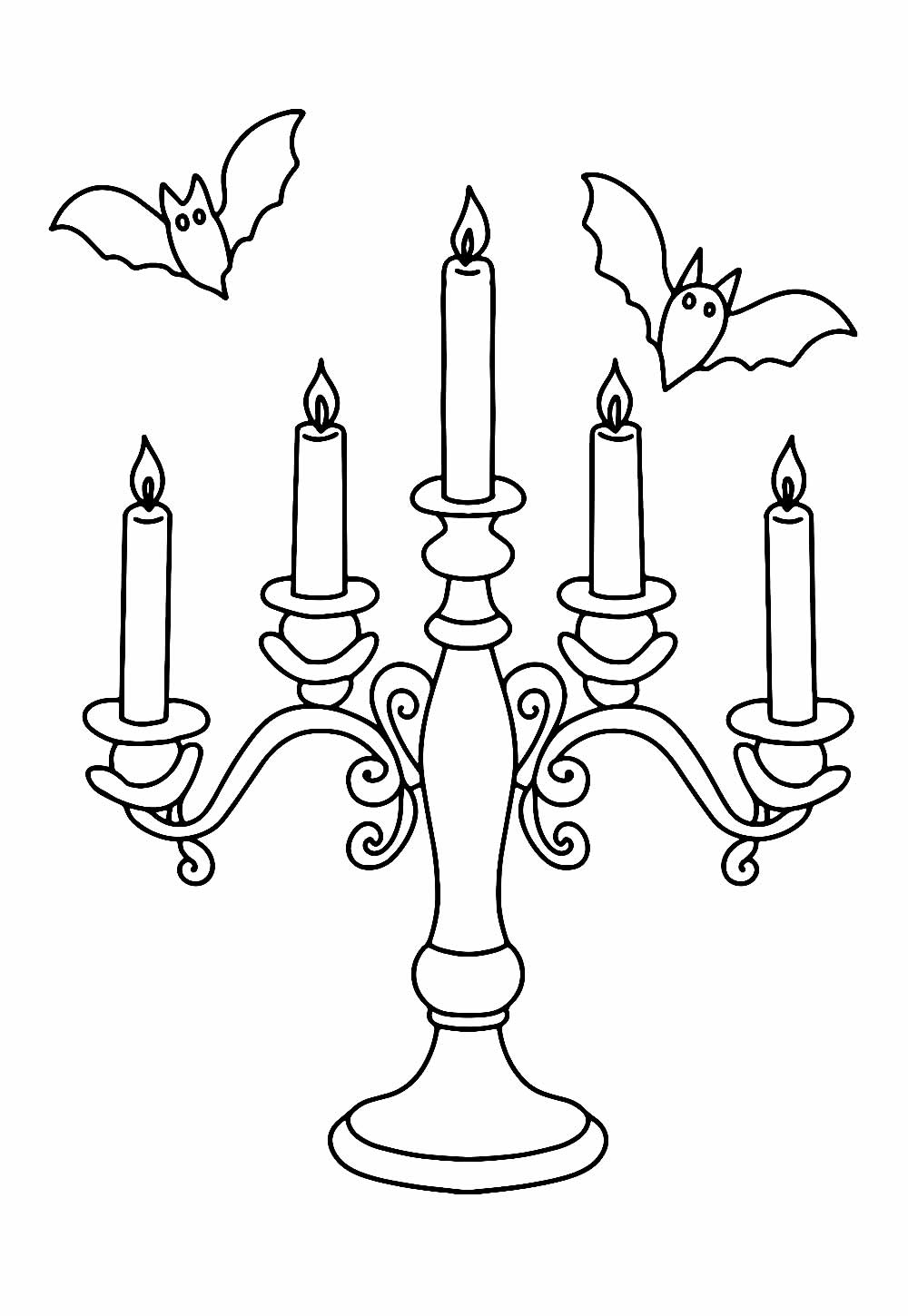 Velas de Halloween para colorir - Castiçal