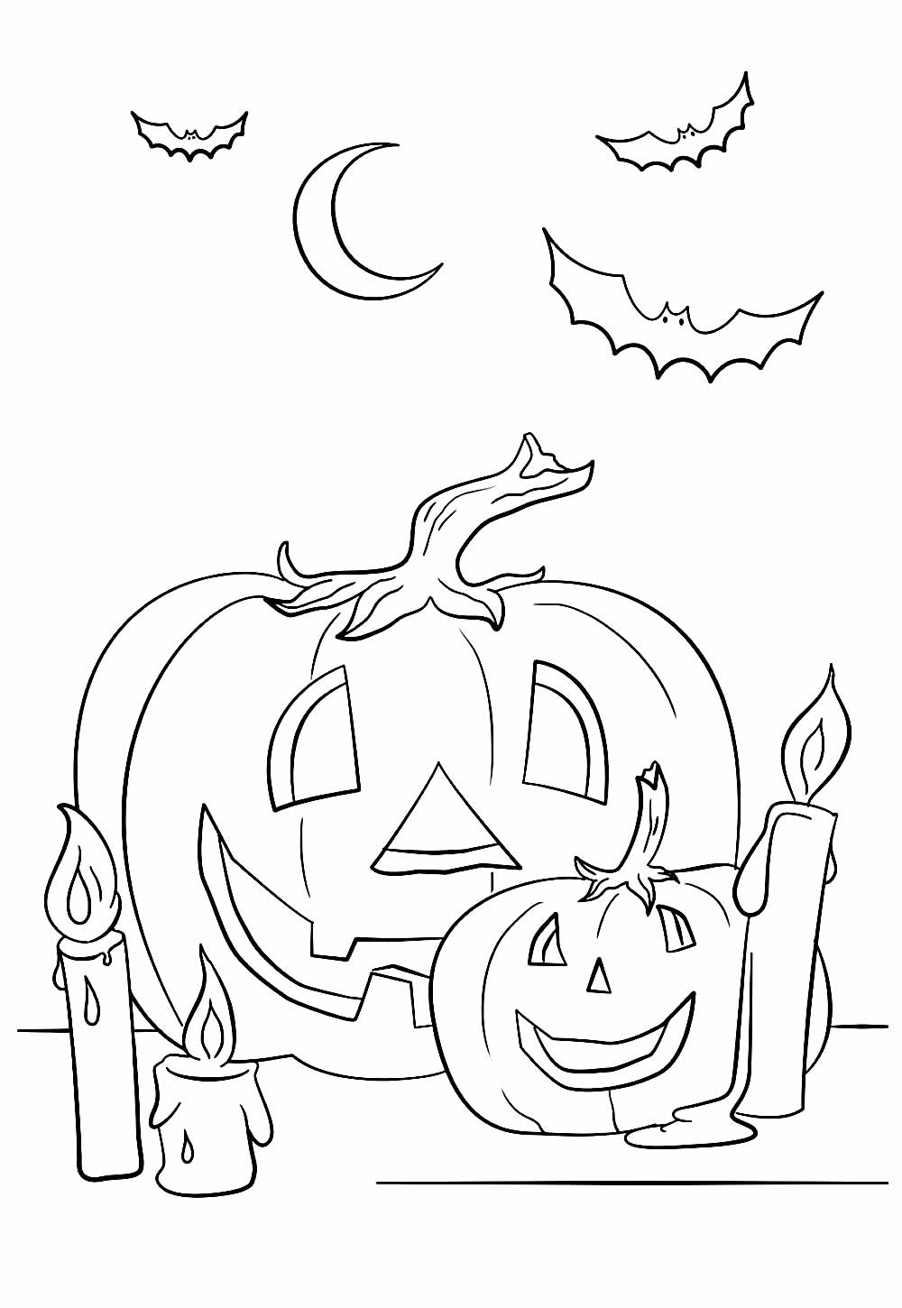 Desenho de Vela de Halloween com Abóbora