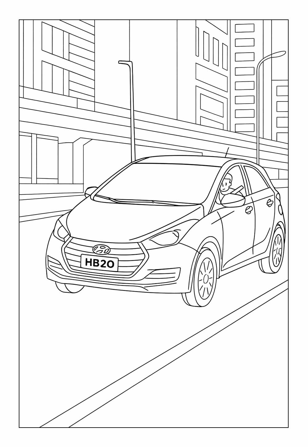 Desenho de carro HB20 para colorir
