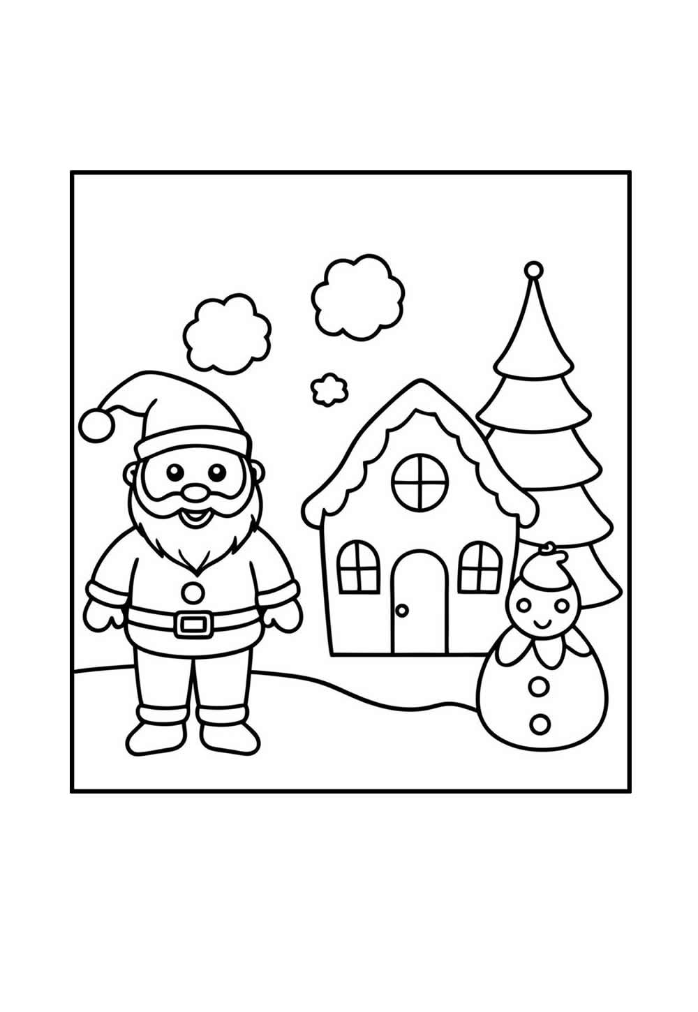 Desenho da Casa do Papai Noel para colorir