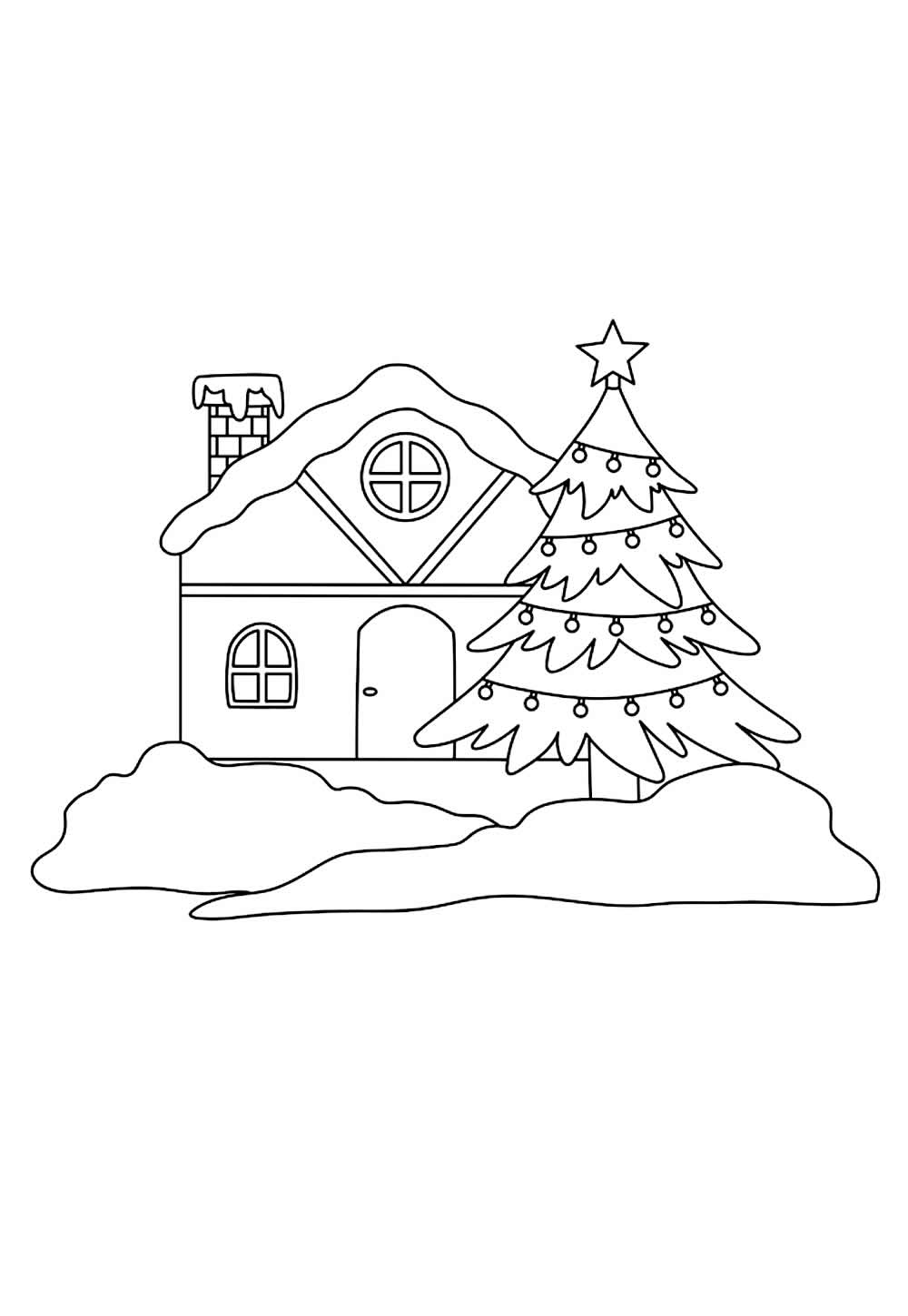 Desenho da Casa do Papai Noel para pintar