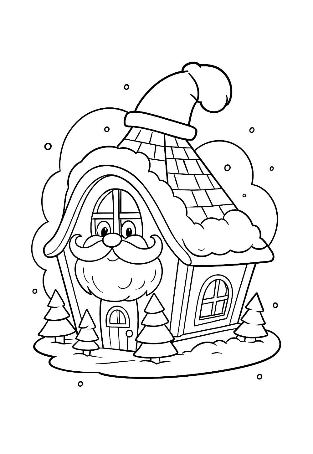 Desenho da Casa do Papai Noel para colorir