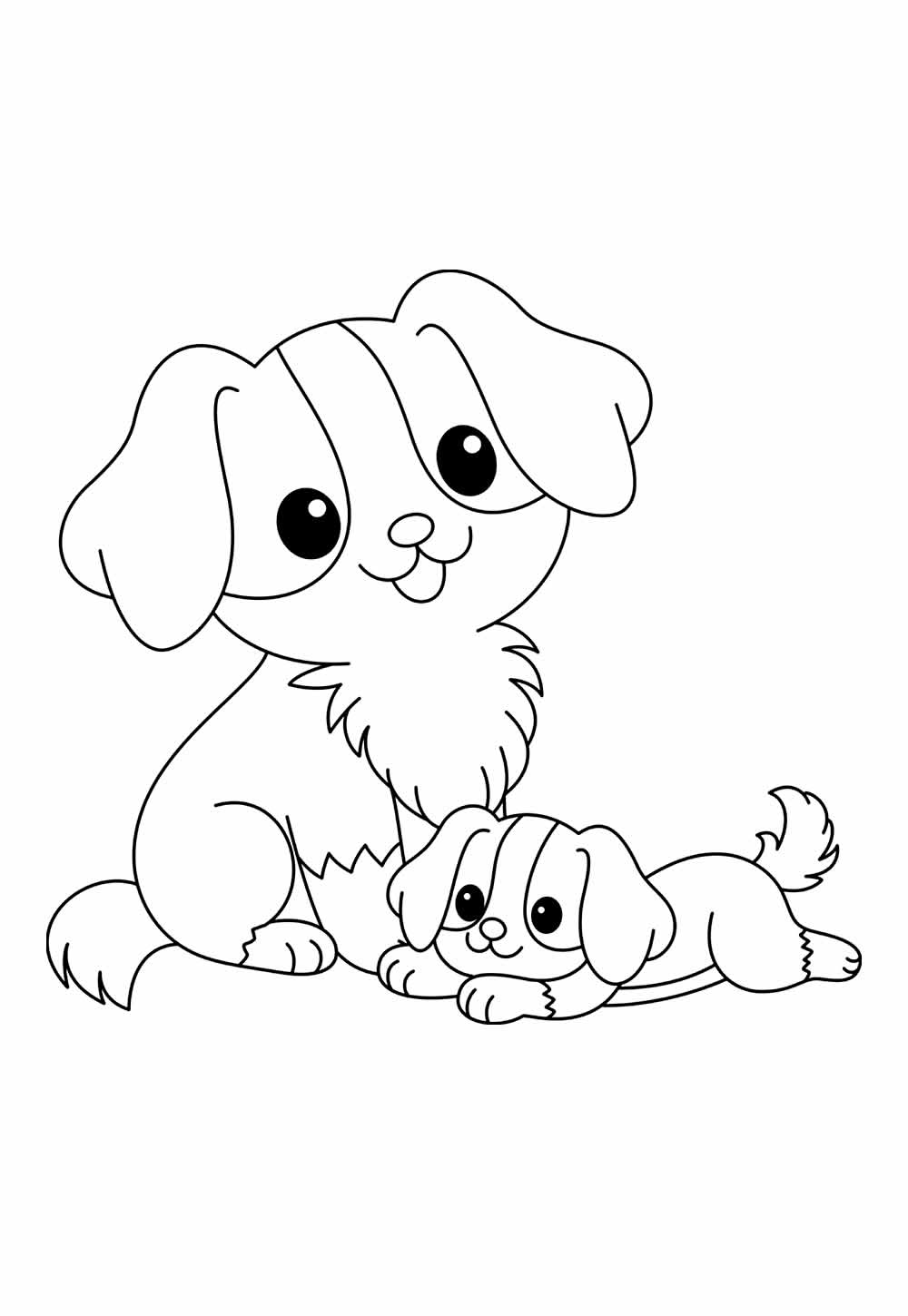 Desenho de Cachorrinho Kawaii para colorir