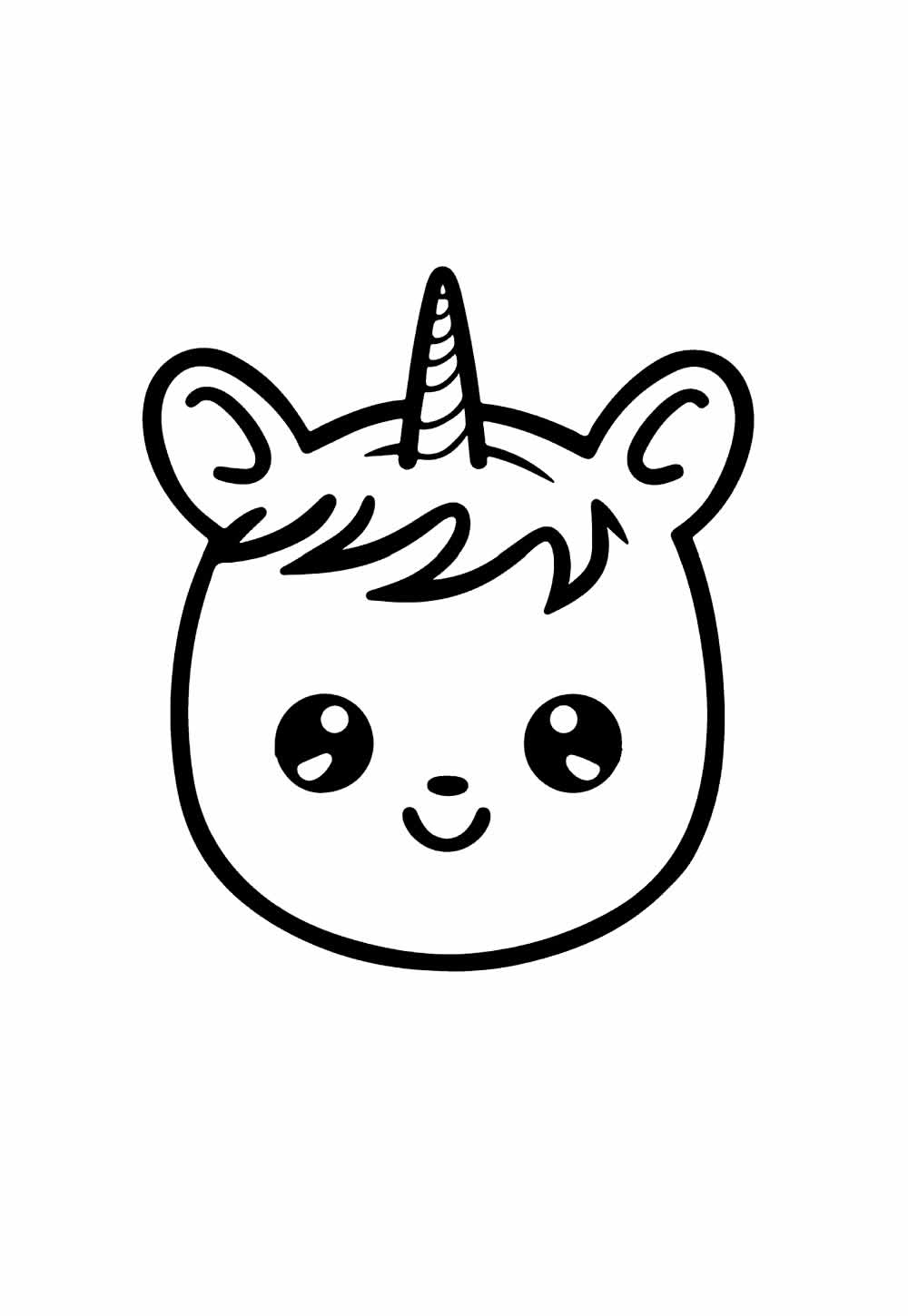 Desenho de Carinha Kawaii - Unicórnio