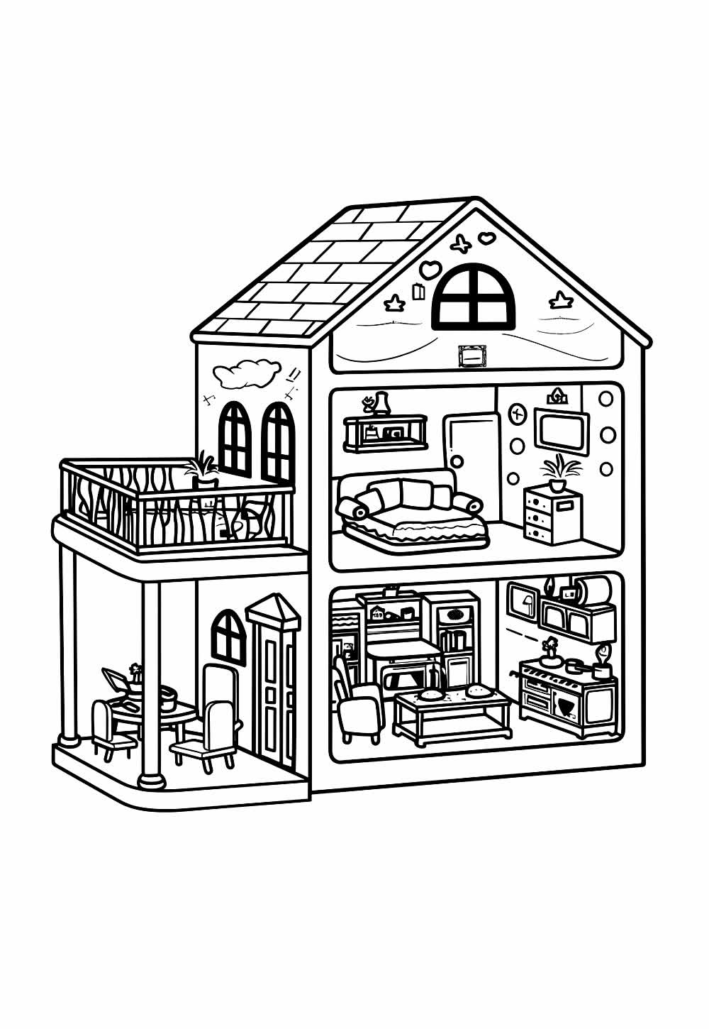 Desenho de Casa de Boneca para colorir