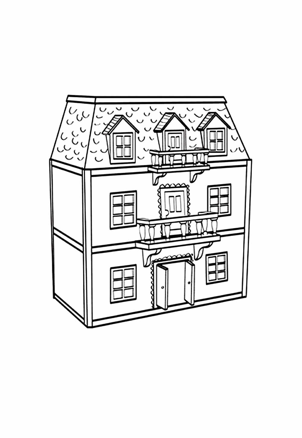 Desenho de Casa de Boneca para pintar