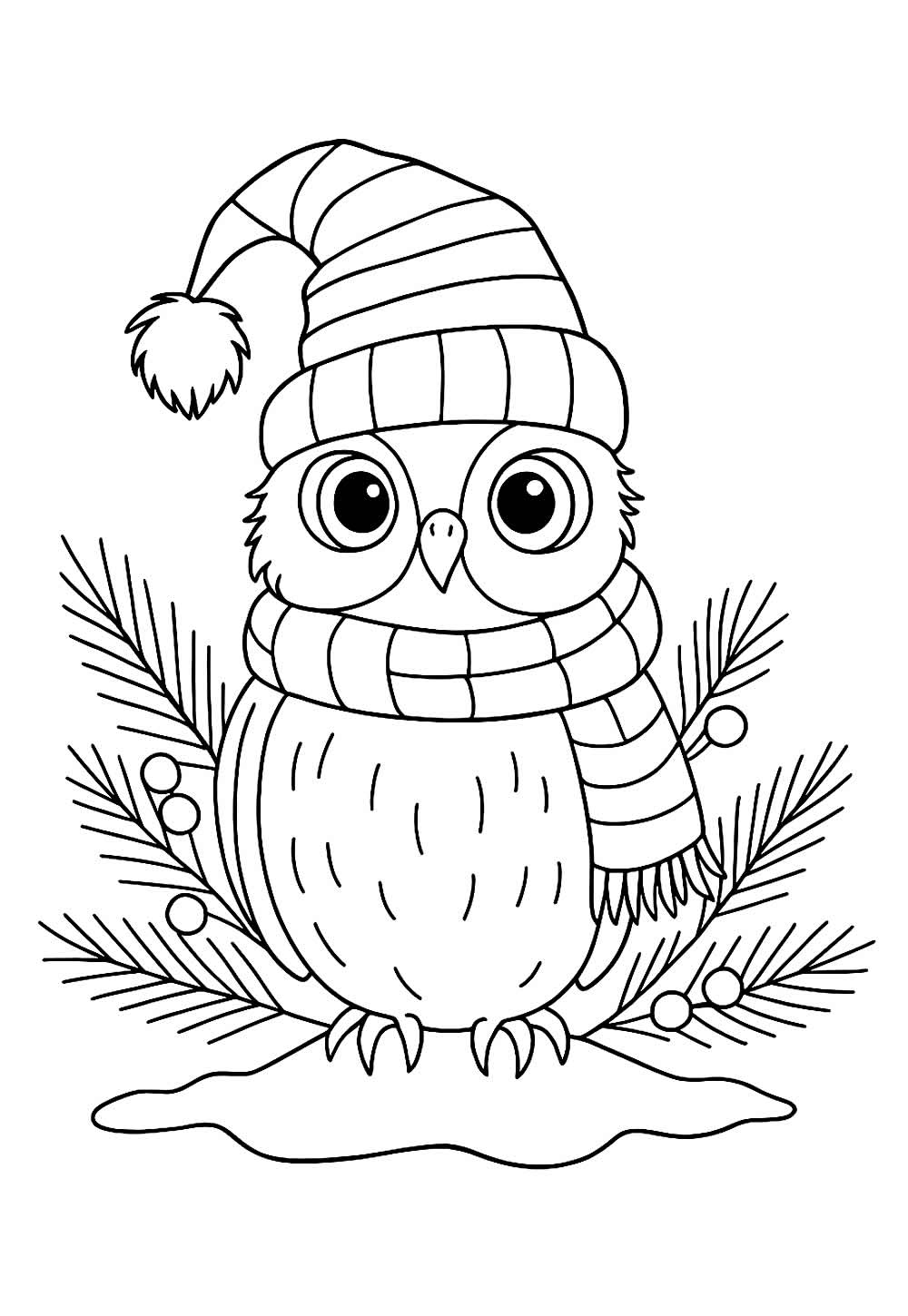 Desenho de Coruja de Natal para colorir