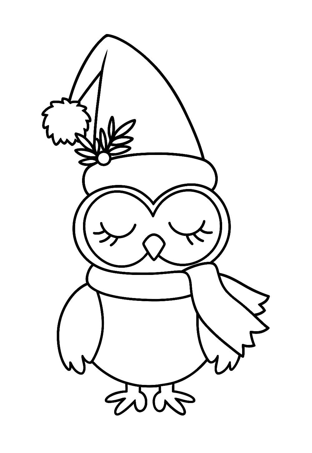 Desenho de Coruja de Natal para pintar