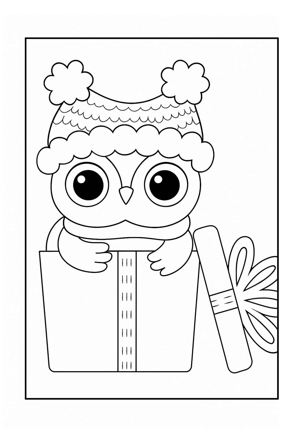 Coruja de Natal para colorir