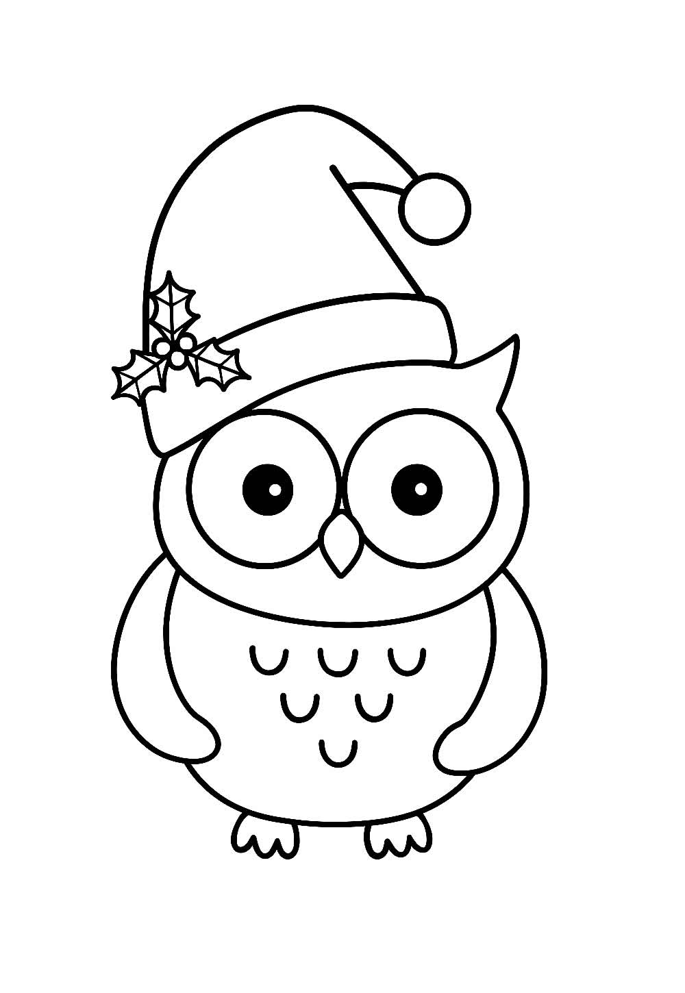 Desenho de Coruja de Natal para colorir
