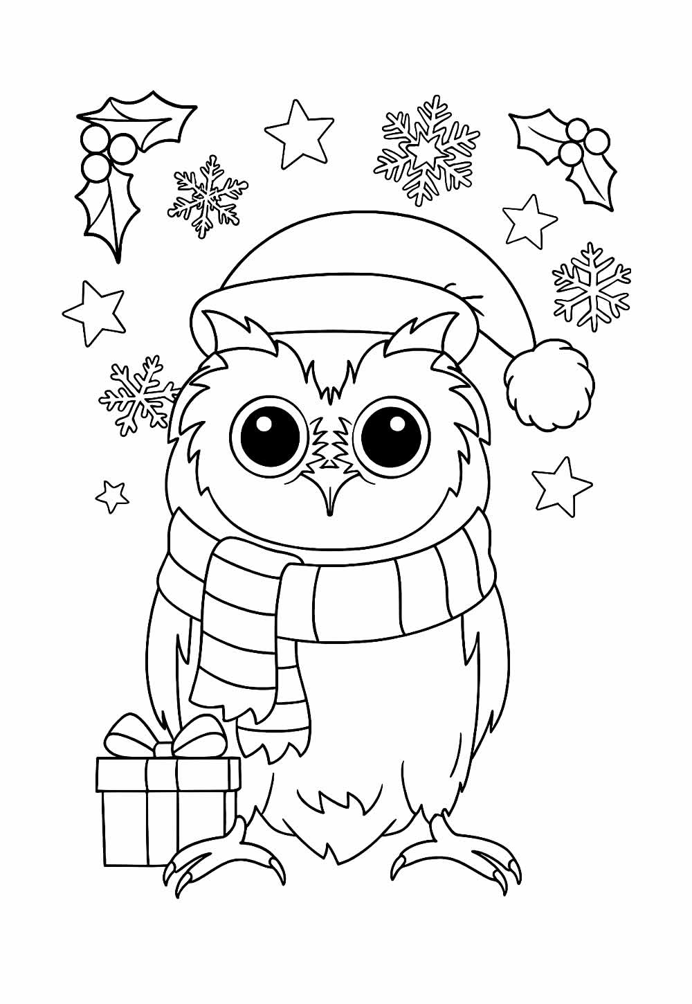 Coruja de Natal para pintar