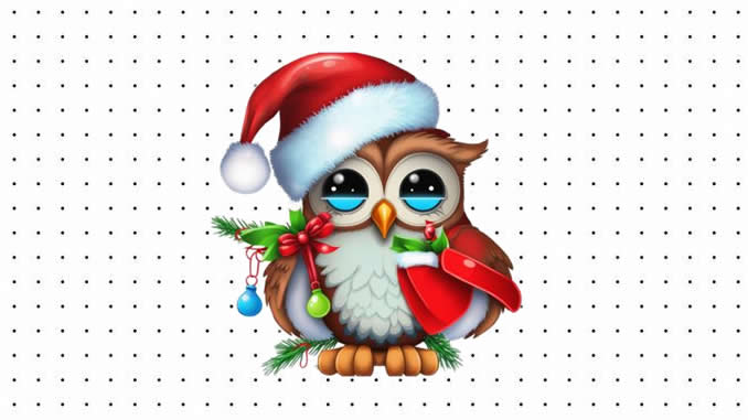 Desenhos de Coruja de Natal para colorir