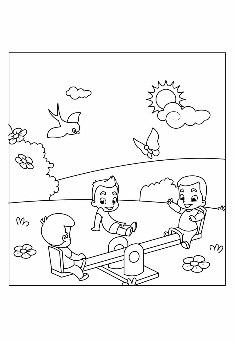 Desenhos de Crianças Brincando para colorir