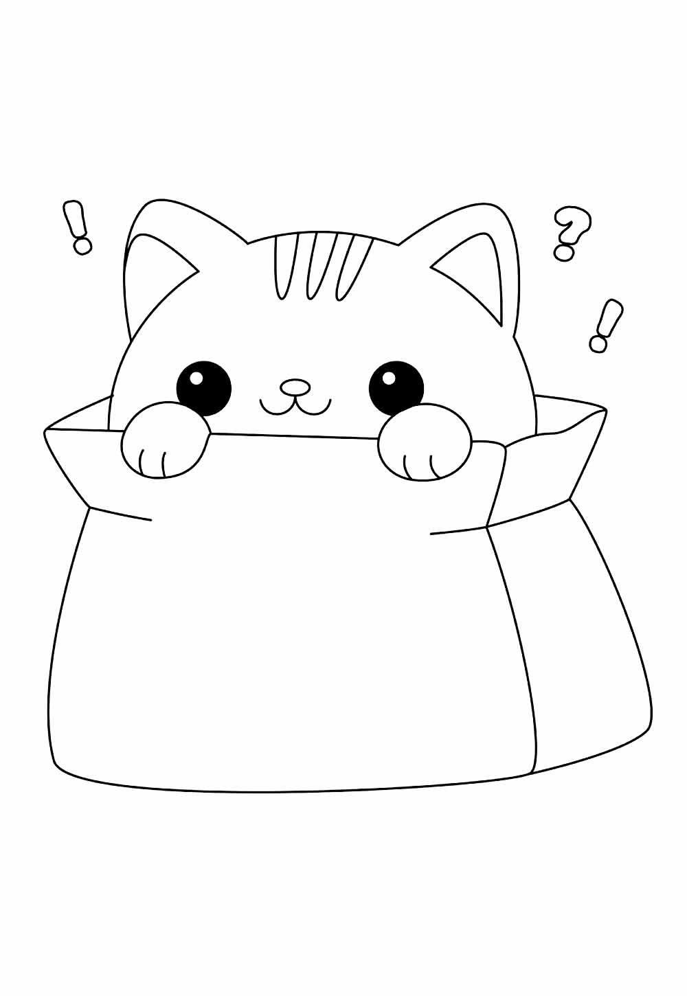 Desenho de Gatinho Kawaii para pintar