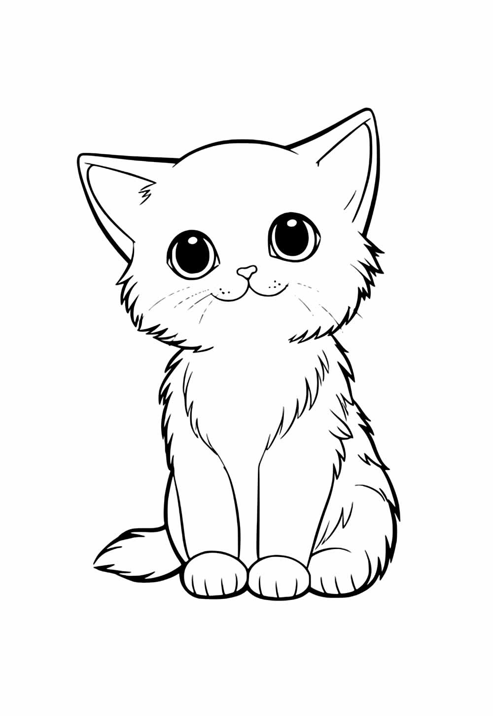 Gatinho Kawaii para colorir
