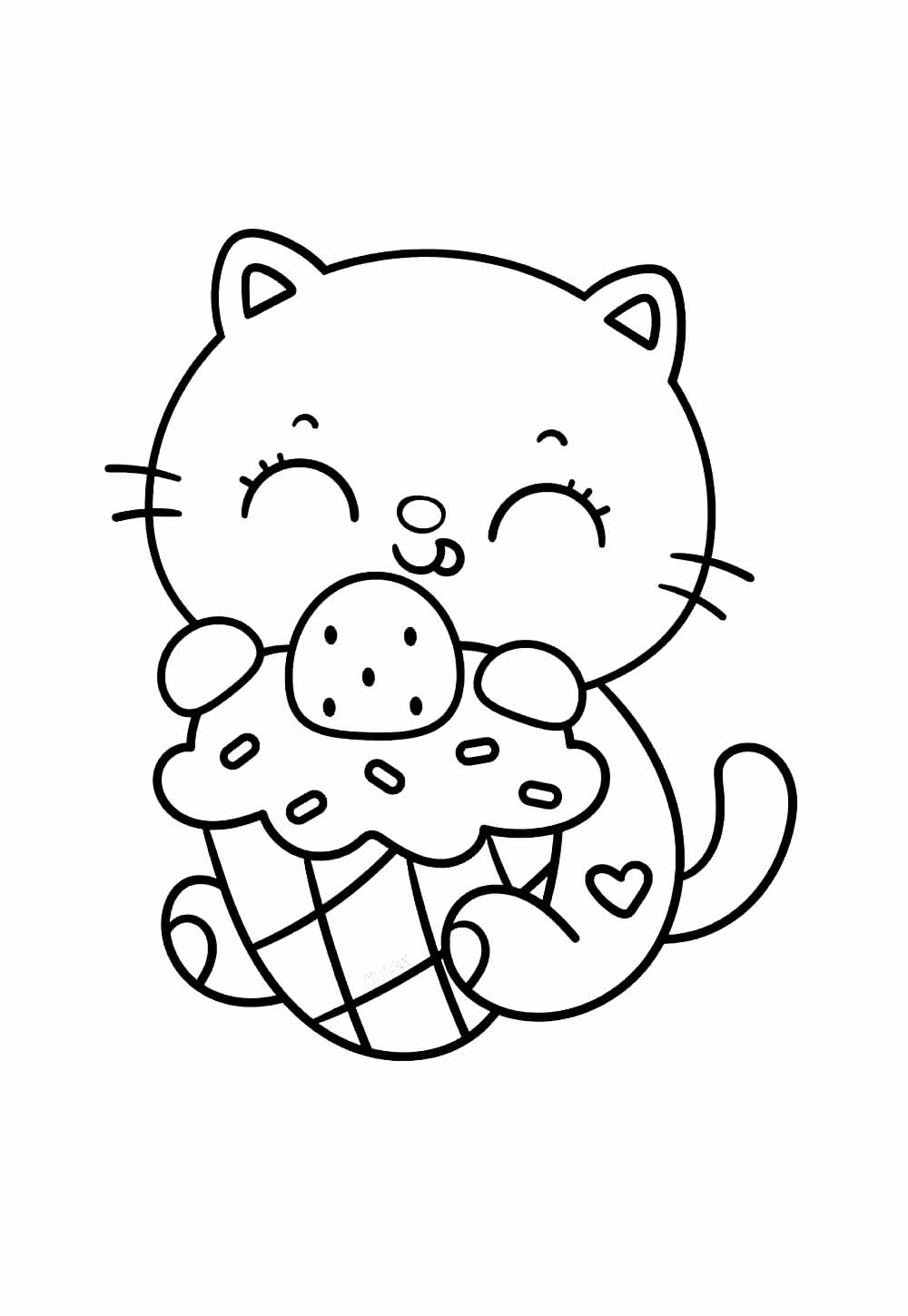 Desenho de Gatinho Kawaii para pintar