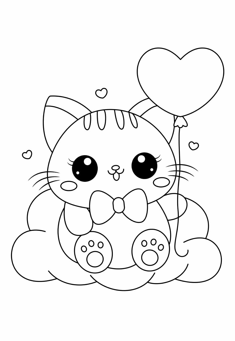 Desenhos de Gatinho Kawaii para colorir