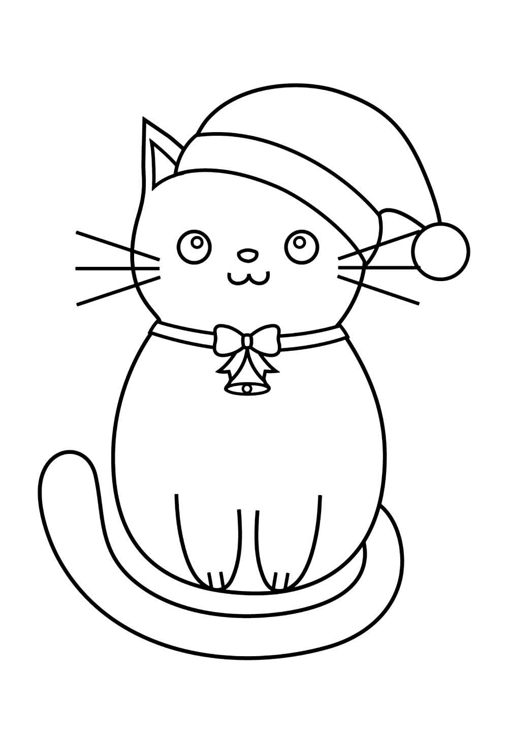 Desenho de Gato de Natal para colorir