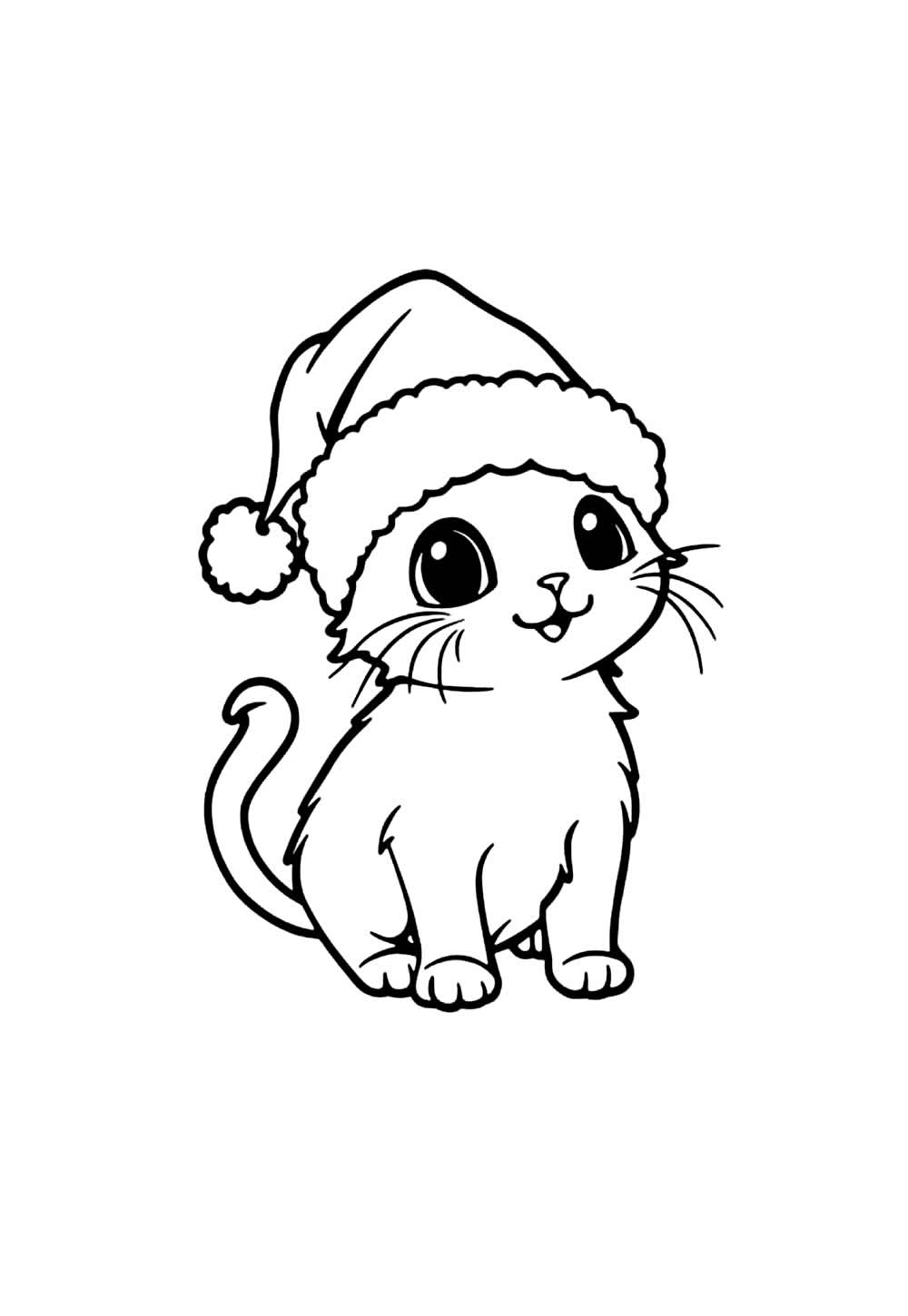 Desenho de Gatinho de Natal para pintar