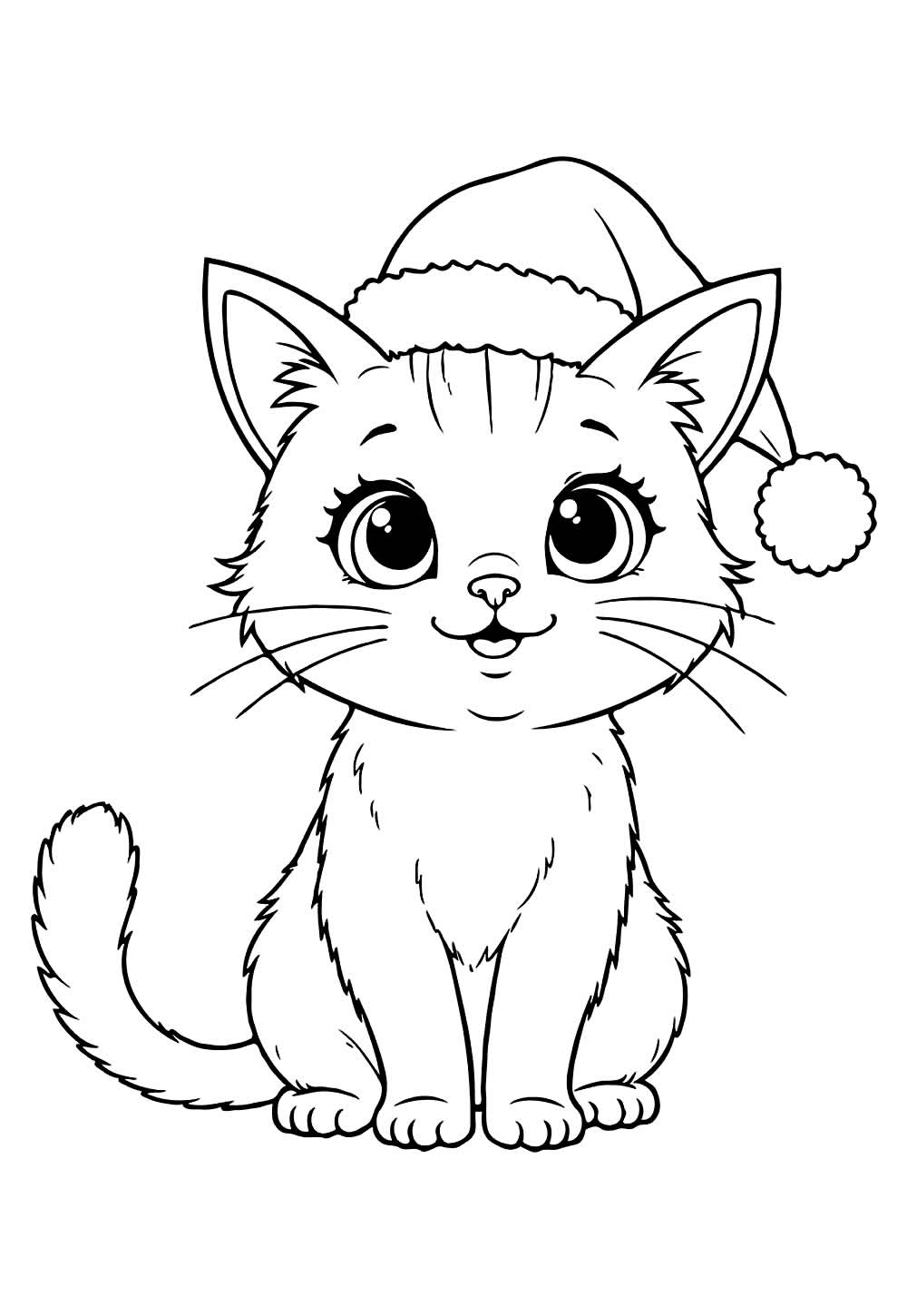 Desenho de Gato de Natal para pintar