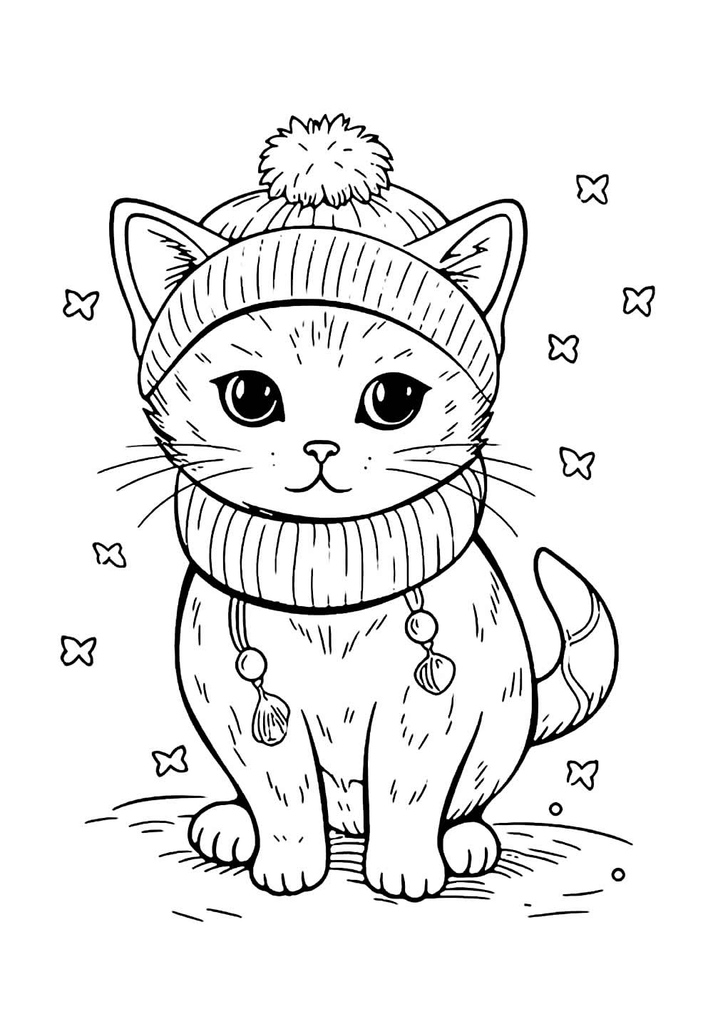 Desenho de Gatinho Natal para Colorir
