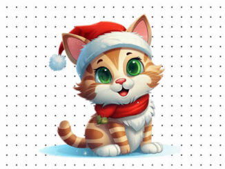 Desenhos de Gato de Natal para colorir