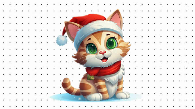 Desenhos de Gato de Natal para colorir