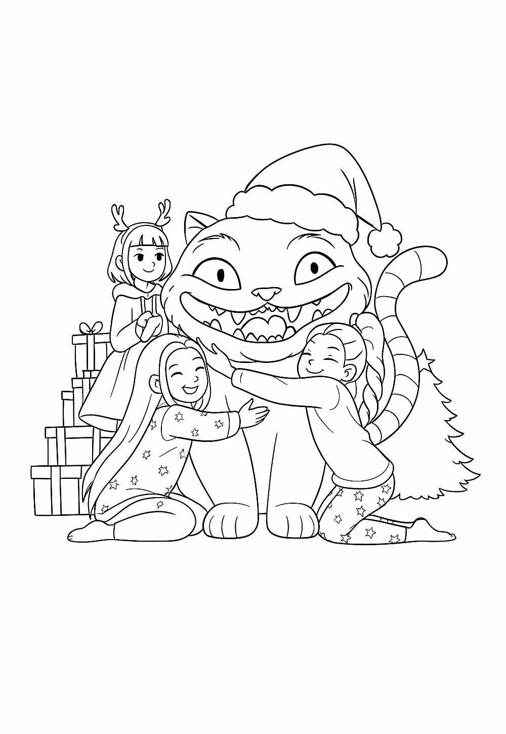 Desenhos de Guerreiras do K-Pop de Natal para colorir