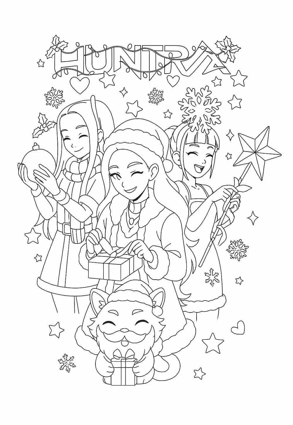 Guerreiras do K-Pop de Natal para pintar