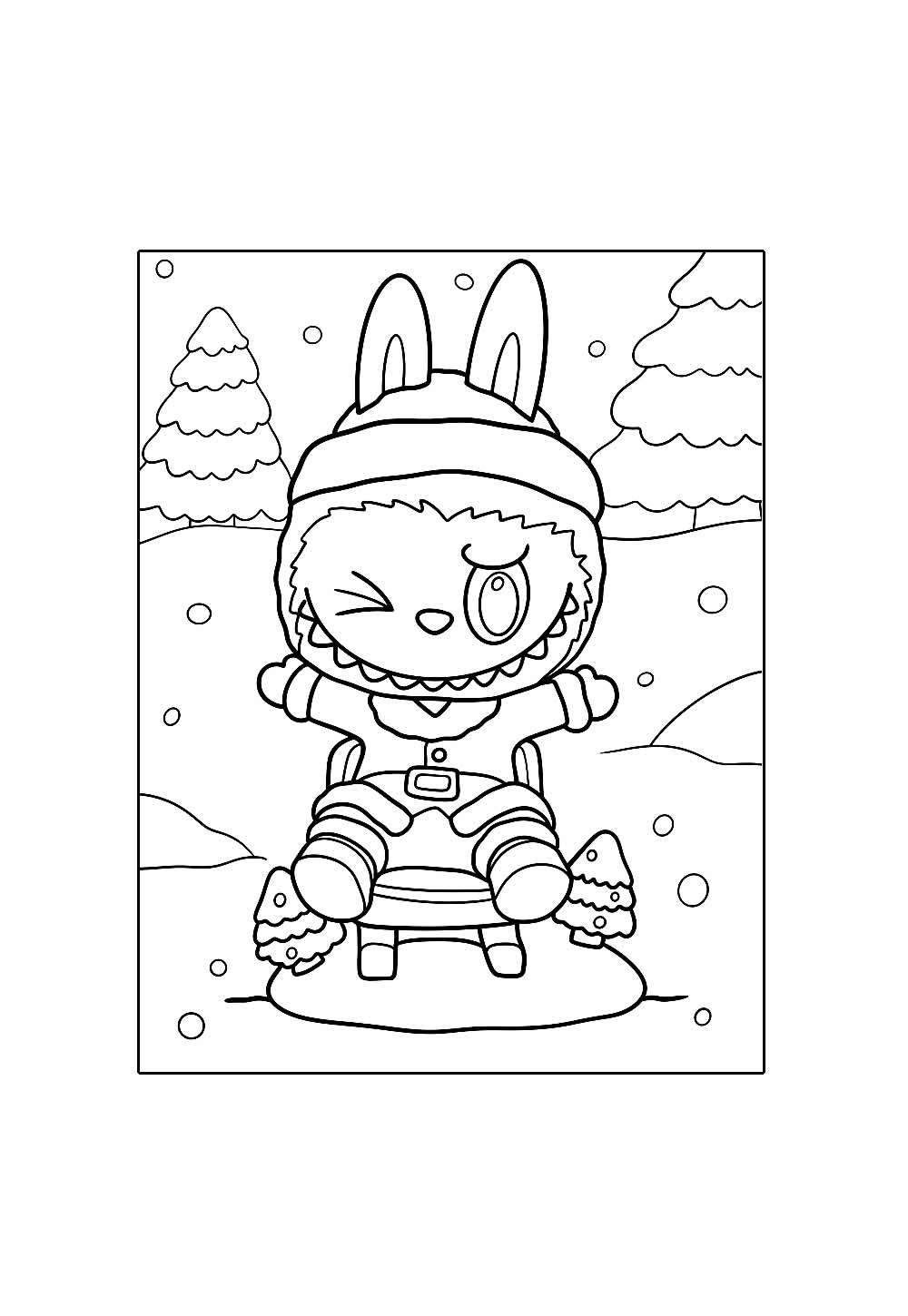 Desenhos de Labubu de Natal para colorir