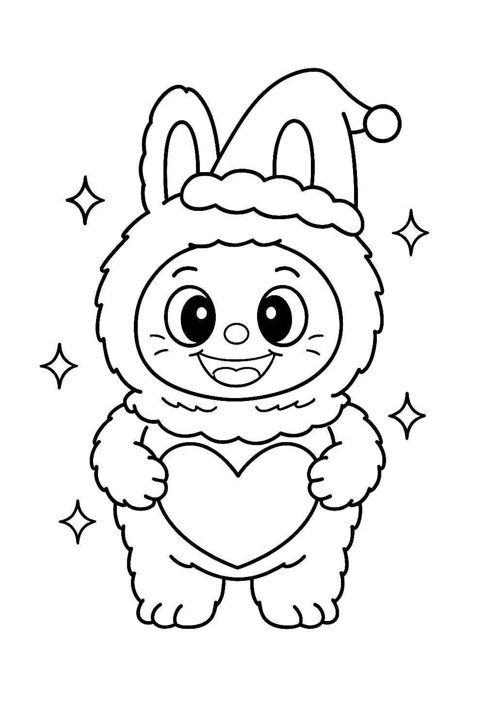 Desenho de Labubu - Especial de Natal para colorir