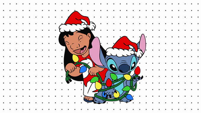 Desenhos de Lilo e Stitch de Natal para colorir