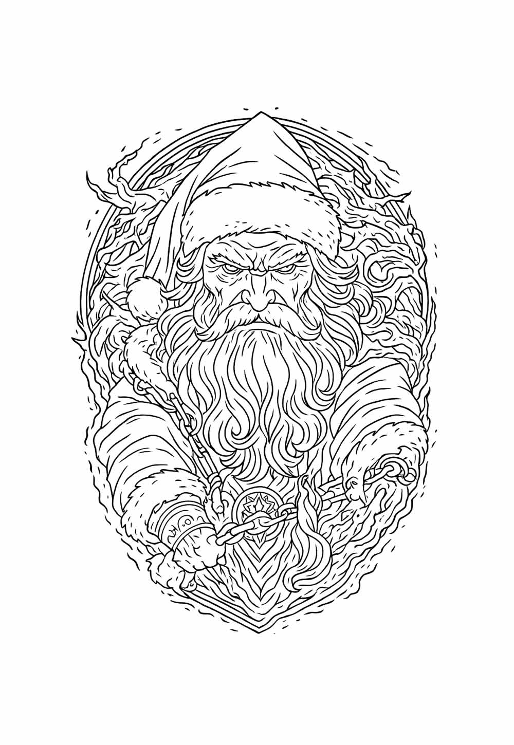 Desenho de Papai Noel do Mal para pintar