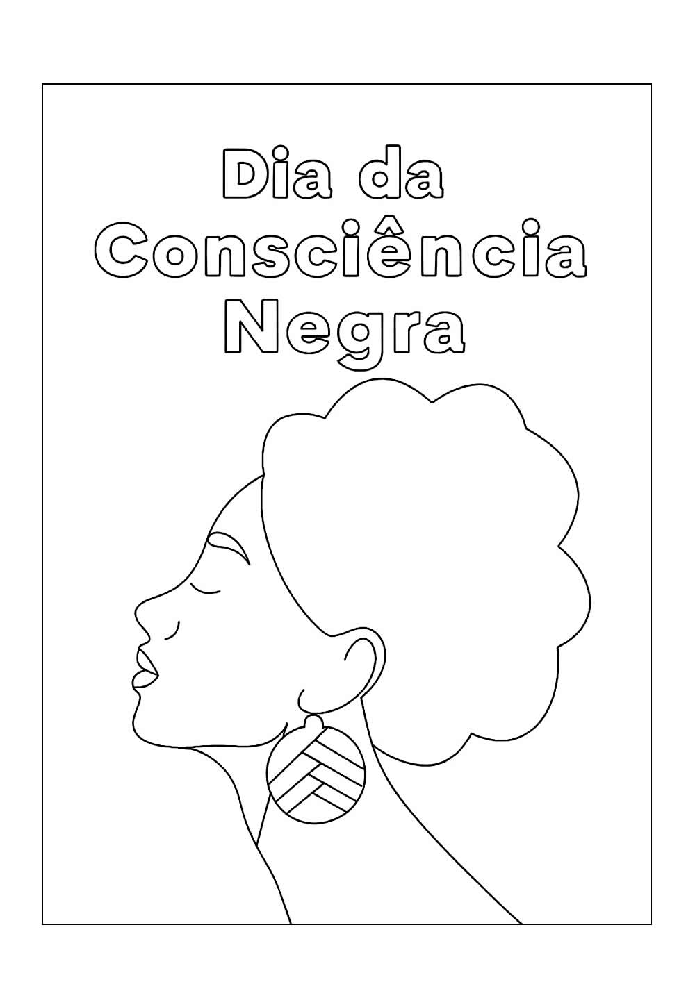 Desenho do Dia da Consciência Negra para pintar