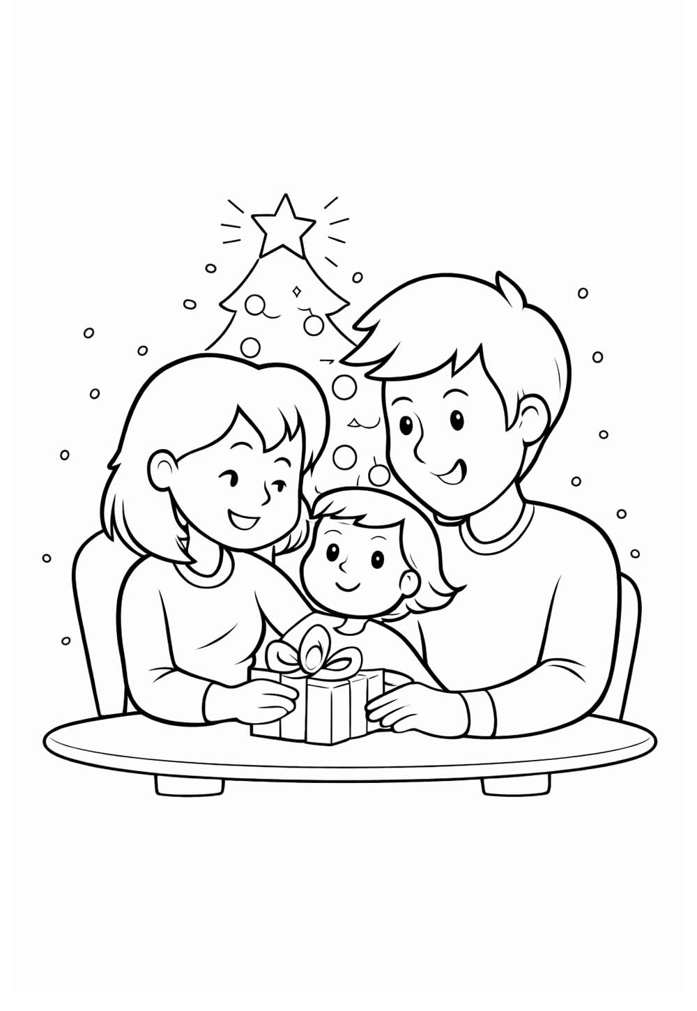 Desenho da Família Reunida no Natal