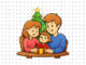 Desenho de Família Reunida no Natal para colorir