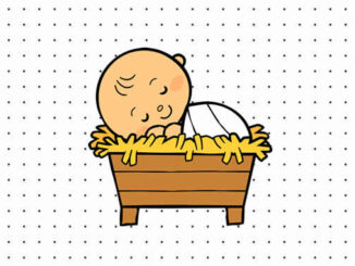 Desenhos da Manjedoura e o Menino Jesus para colorir