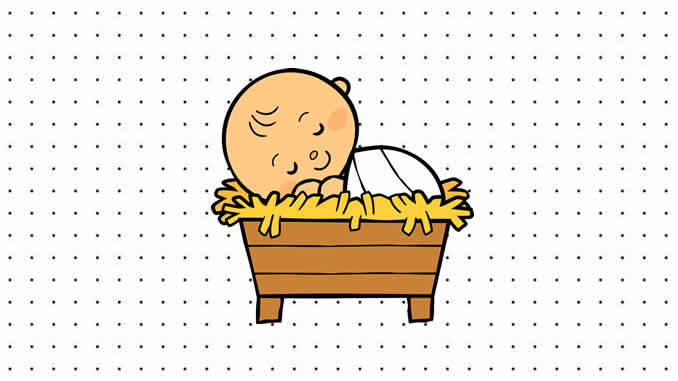 Desenhos da Manjedoura e o Menino Jesus para colorir