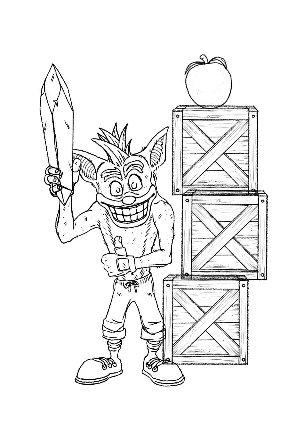 Desenho de Crash Bandicoot para pintar